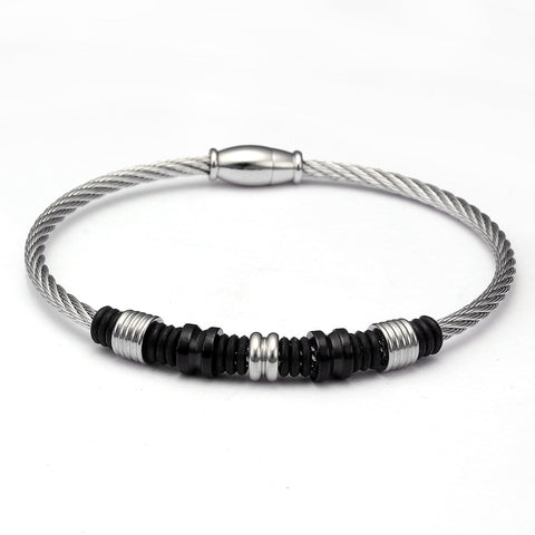 Luxury Simple Diy Chain Link Beads Bracelets Trendy Healthy Stainless Steel Magnet Charm Men Women Bracelets Jewelry