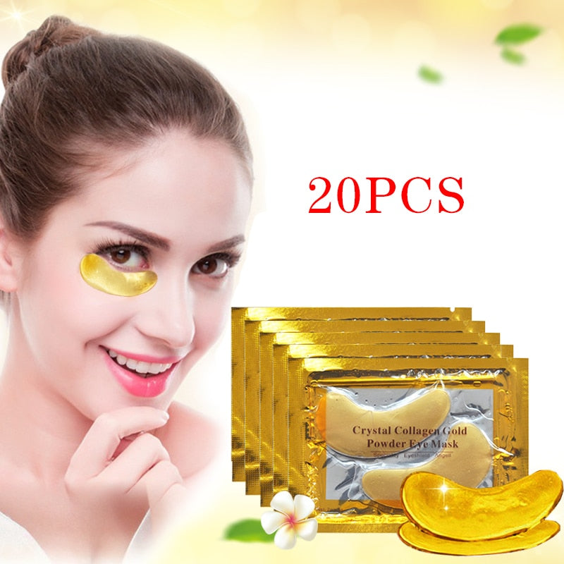 Christmas gift InniCare 20Pcs Crystal Collagen Gold Eye Mask Anti-Aging Dark Circles Acne Beauty  Patches For Eye Skin Care Korean Cosmetics