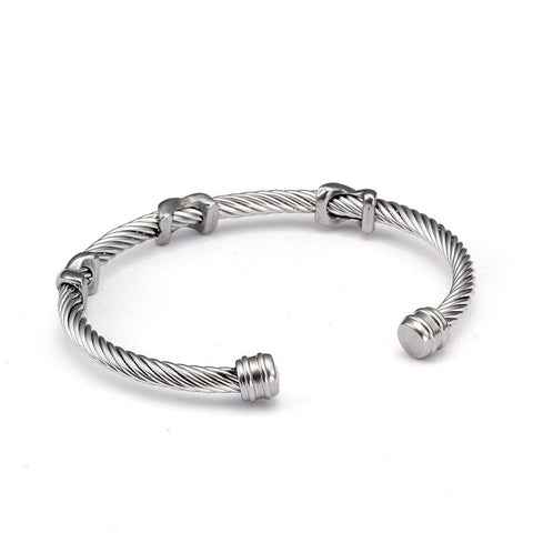 Luxury Original Men Women Open Cuff Charm Bracelets Jewelry Brand Design Stainless Steel Chain Link Fashion Bangles Pulsera