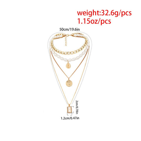 DIEZI Vintage Pearl Choker Necklace For Women 2019 New Gold Color Coin Chain Multilayer Statement Necklace For Girls Jewelry