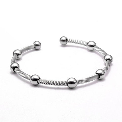 Soft Health Stainless Steel Open Cuff Chain Link Bracelets Women Girls Jewelry Trendy Gold Beads Sporty Charm Fashion Bangles