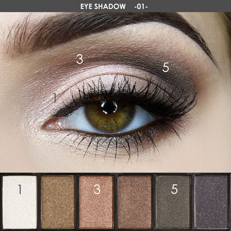 Beyprern 6 Colors Eyeshadow Palette Glamorous Smokey Color Eye Shadow Shimmer Glitter Smooth Creamy Powder Makeup Eye Shadow