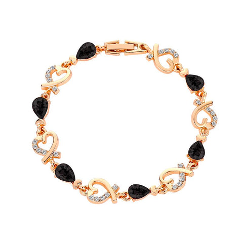 Beyprern New 5 Colors Beautiful Bracelet For Women Colorful Austrian Crystal Fashion Heart Chain Bracelet For Female Gifts  2022