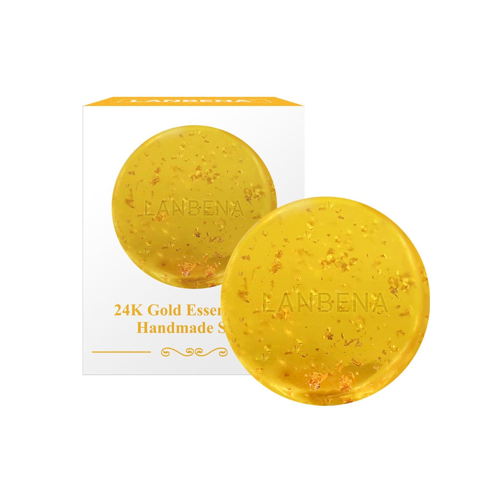 LANBENA 24K Gold Handmade Soap Hyaluronic Acid Face Cleaning Moisturizing Acne Treatment Repair Whitening Anti-Aning Winkles