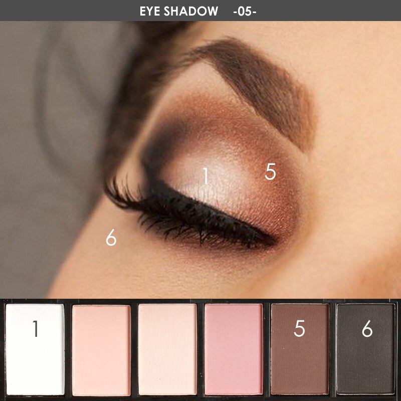 Beyprern 6 Colors Eyeshadow Palette Glamorous Smokey Color Eye Shadow Shimmer Glitter Smooth Creamy Powder Makeup Eye Shadow