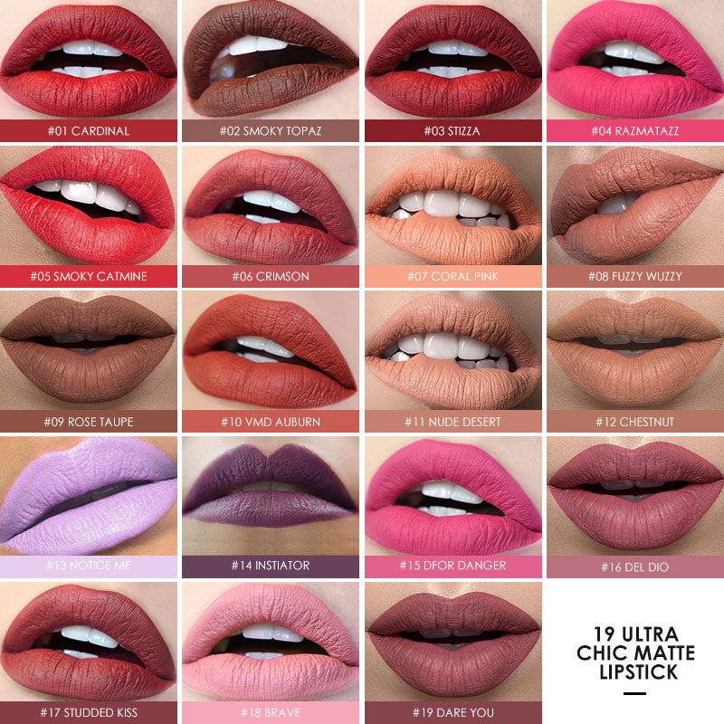 Beyprern 19 Colors Matte Lipsticks Waterproof Matte Lipstick Lip Sticks Cosmetic Easy to Wear Matte Batom Makeup Lipstick