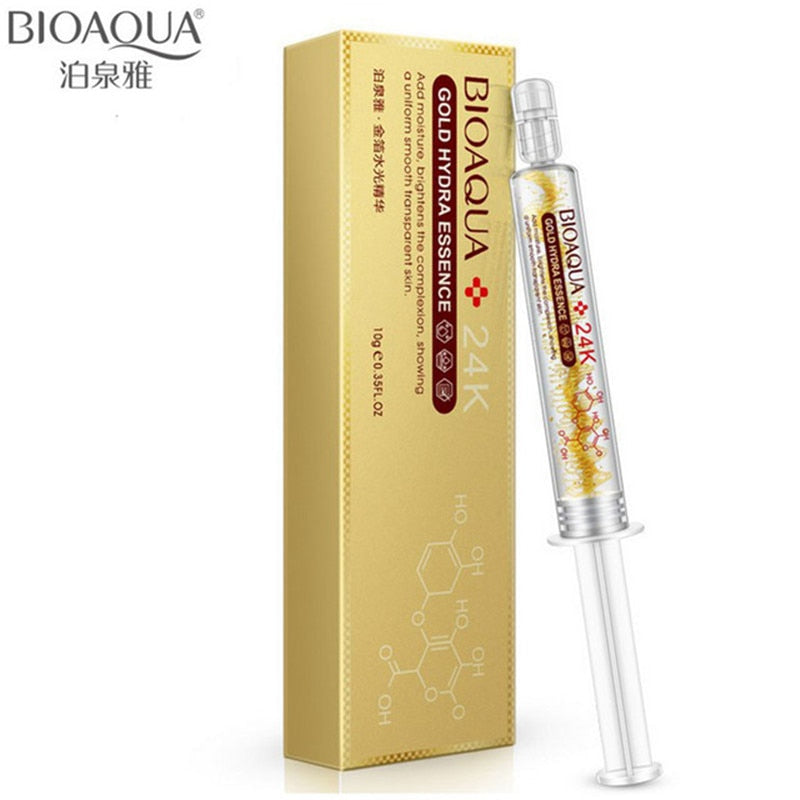 Bioaqua 24k Gold Foil Skin Care Brand Hyaluronic Acid Liquid Moisturizing Serum Anti Wrinkle Anti Aging Collagen Essence Oil
