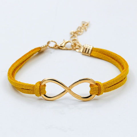 Beyprern  New Arrival 12 Colors European Cheap Punk Fashion Vintage Infinity 8 Cross Leather Bracelets For Women Bangles Jewelry