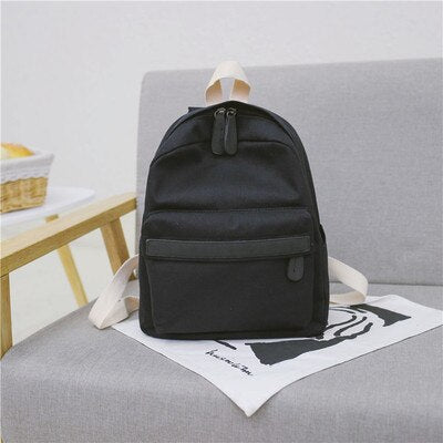 New Teenager Canvas Backpack Gril Boy Schoolbag Softback Solid Color Casual Soft Handle mochilas mujer Escolar rucksack