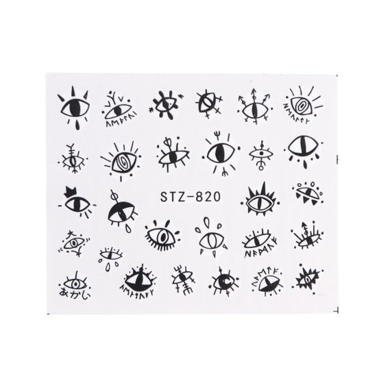 1pc Eye Series Water Transfer Slider for Nail Art Decorations Charming Sticker Nail Manicure Tattoos Foil Decals CHSTZ818-823