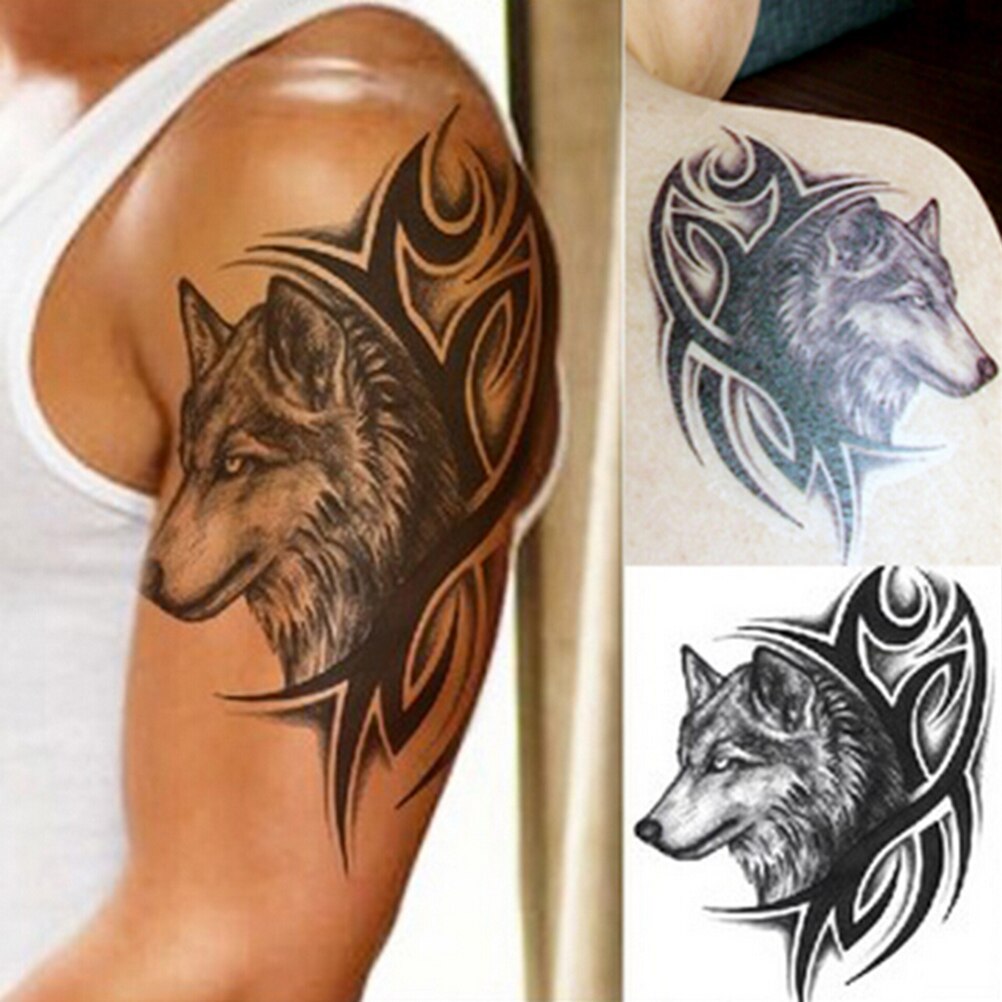 Wolf Temporary Tattoo Stickers Waterproof Women Fake Hand Animal Tattoos Adult Men Body Art 12X19cm