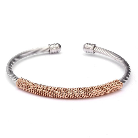 Luxury Mesh Surface Open Cuff Women Charm Bracelets Bangles Simple Design Female Stainless Steel Sporty Bracelets
