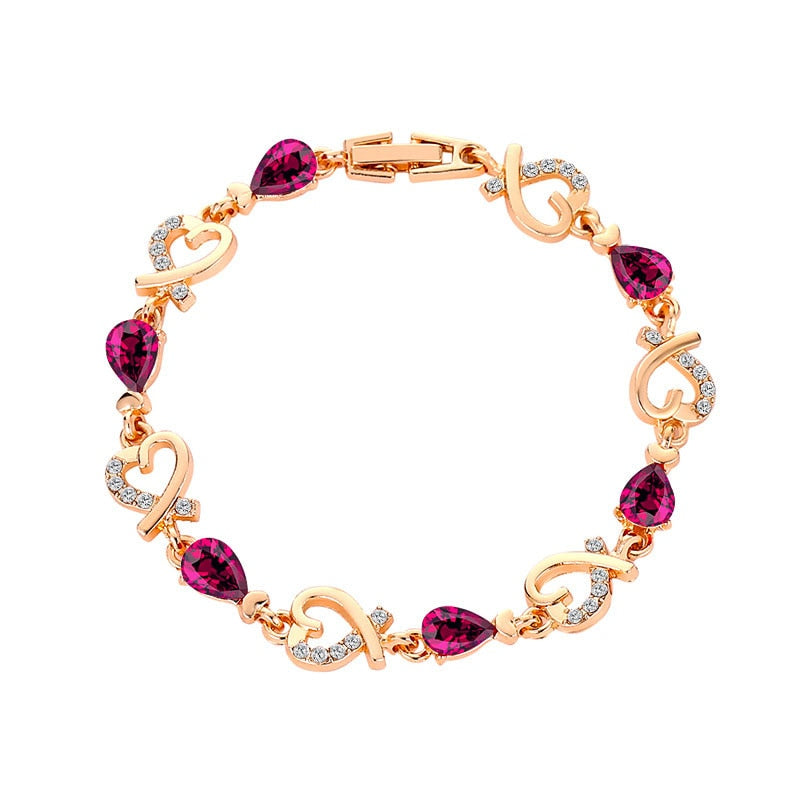 Beyprern New 5 Colors Beautiful Bracelet For Women Colorful Austrian Crystal Fashion Heart Chain Bracelet For Female Gifts  2022