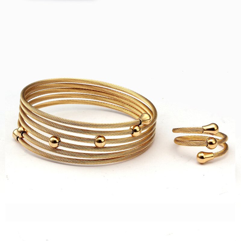 Luxury Stainless Steel Braided Chain Link Fashion Gold Bangles Pulsera Trendy Women Ladies Charm Wrap Party Bracelets