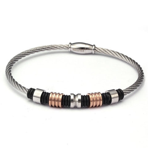 Luxury Simple Diy Chain Link Beads Bracelets Trendy Healthy Stainless Steel Magnet Charm Men Women Bracelets Jewelry