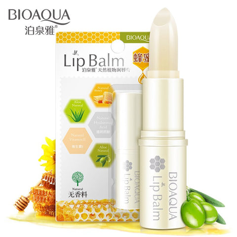 BIOAQUA Natural Aloe Honey Moisturizing Lip Balm Colorless Refine repair lip wrinkles For Woman Winter Lip Care Free Shipping