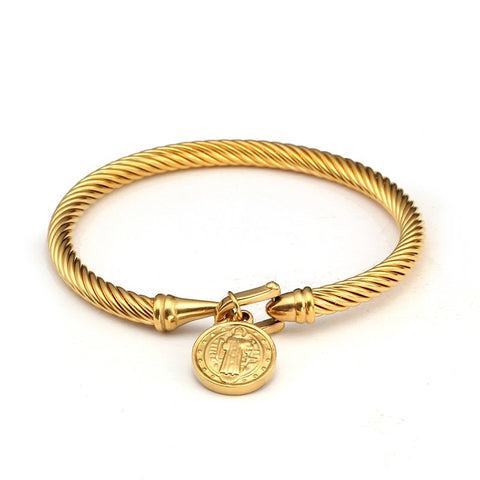 Luxury Stainless Steel Chain Link Charm Bracelets Men Women Braided Cuff Strand Gold Beads Bracelets Fashion Jewelry
