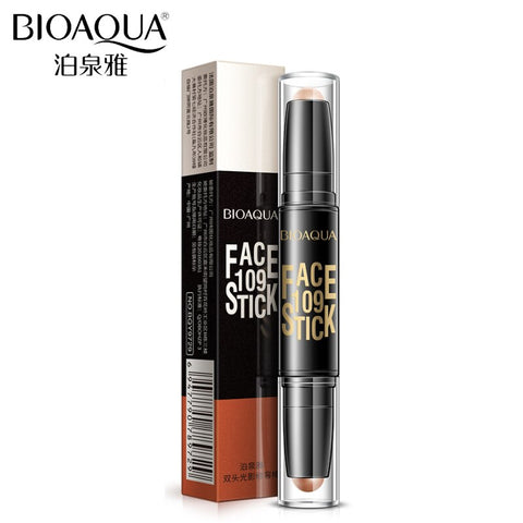 BIOAQUA Brand Double Head 3D Bronzer Highlighter Stick Face Makeup Concealer Pen Foundation Stick Cream Texture Contour Pencil