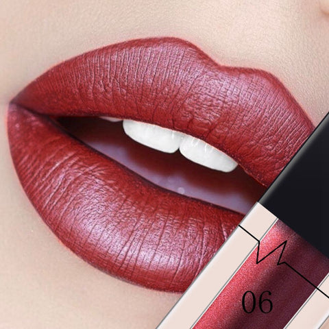 Beyprern Metallic Lip Gloss Matte Lipstick Waterproof Sexy Lip Stick Tint Lipgloss Balm Makeup Tools for Women 24 Colors