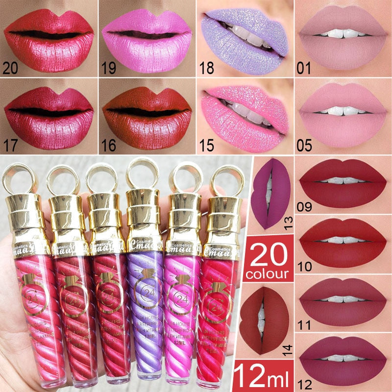 Beyprern Make Up Lips Matte Liquid Lipstick Waterproof Long Lasting Sexy Pigment Nude Glitter Style Lip Gloss Beauty Red Lip Tint