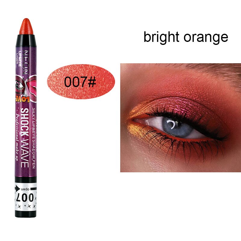 Beyprern 12 Colors Pearlescent Eyeshadow Pen Waterproof Lasting Not Blooming Shiny Glitter Silkworm Gel Pen Eye Shadow Stick Cosmetic