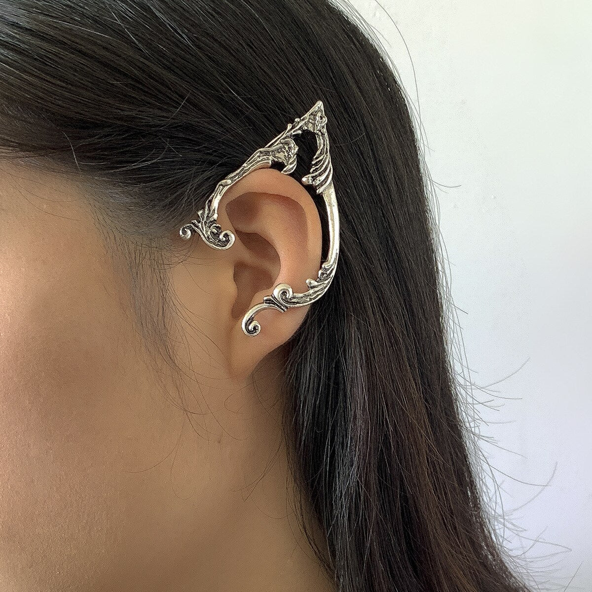 Punk Elf Ears Ear Cuff Earrings Goth Dark Skin Clip Girl Women Fairy With Piercings Halloween Jewellery Party Trend Wholesale