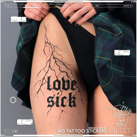 Back to school  Gothic English Temporary Tattoo Sticker For Men Women Flower Body Lightning Crack Dark Waterproof Letter Pattern Tattoo Stickers