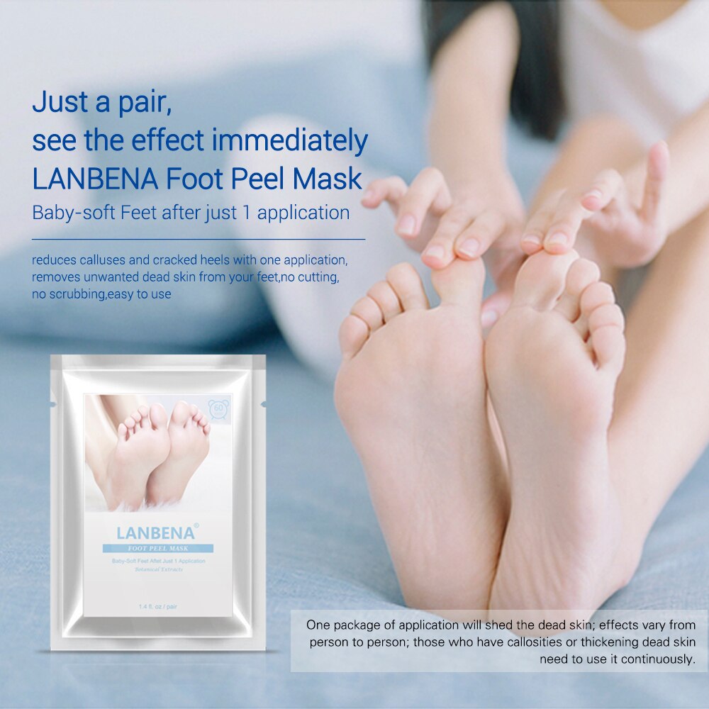 LANBENA Foot Peeling Mask Scrub Exfoliating Socks Pedicure Feet Skin Anti Crack Heel One Pair Repair Foot Spa Care Patches