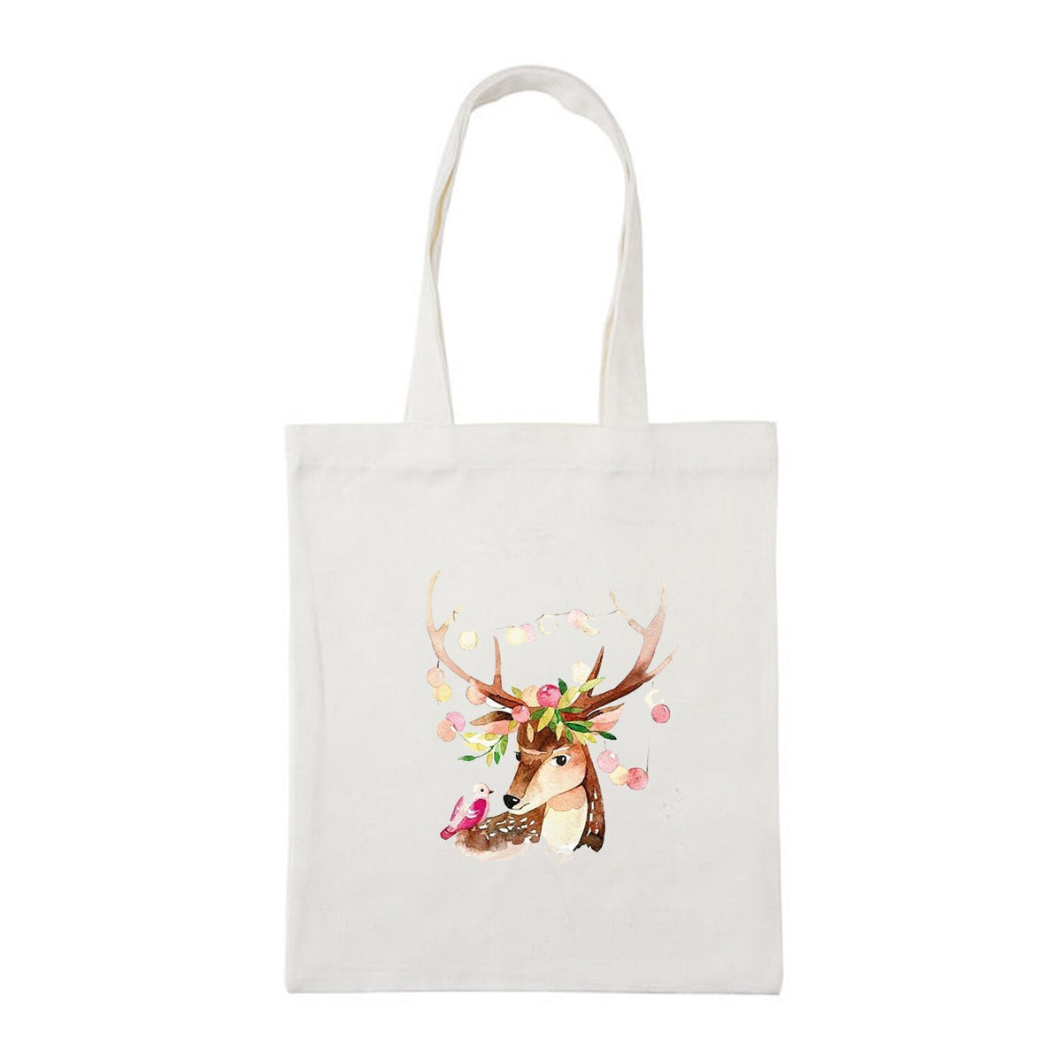 Women Foldable Shoppper Bag Canvas Cartoon Deer Printed Shoulder Bags Totes Kawaii Anime Beach Bags Japanese Girls School Bags