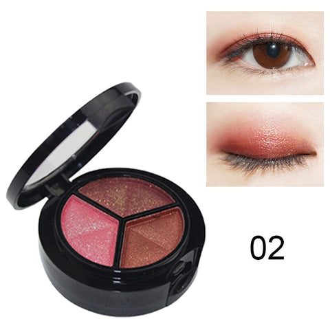 3 Colors Shimmer Glitter Eye Shadow Palette Makeup Copper Bronzer Strawberry Cow Metallic Coffee Lasting Eyeshadow Nude Cosmetic