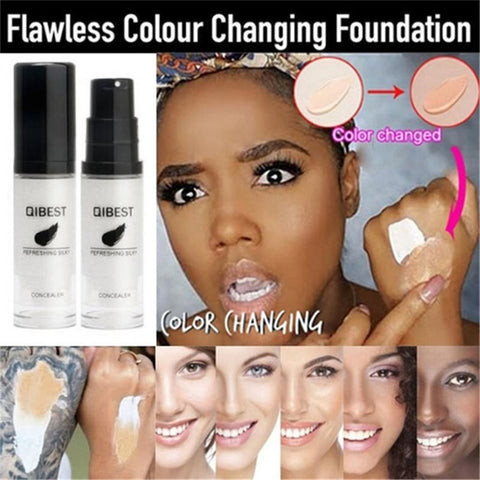 1PC Color Changing Liquid Foundation Makeup Long Wear Oil Control Concealer Liquid Foundation Cream Fashion Womens Maquillage