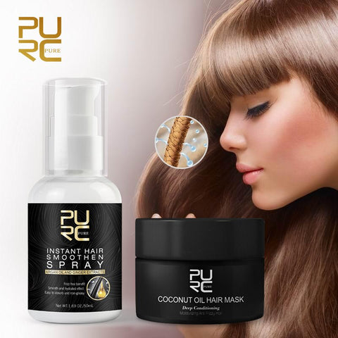 PURC Hair & Scalp Treatment Morocco Argan Oil Hair Spray and Coconut Oil Hair Mask Sets Repairs Damage Hair Products for Women