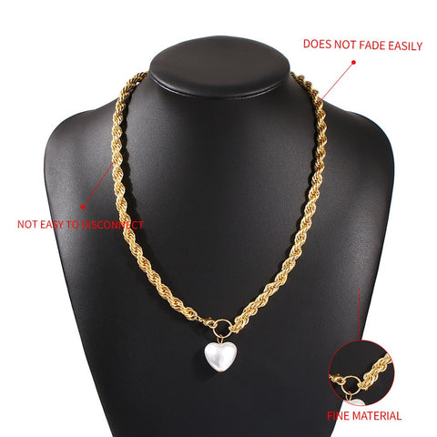 DIEZI Baroque Pearl Thick Chain Necklace 2020 New Heart Pendant Statement Necklace For Women Girls Gift Collier Femme Jewelry