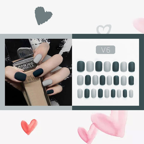 24pcs/box Khaki Pure Color Frosted Ballet matte Fake Nail press on Wearable Detachable Nail Tip Long Healthy full cover for Girl