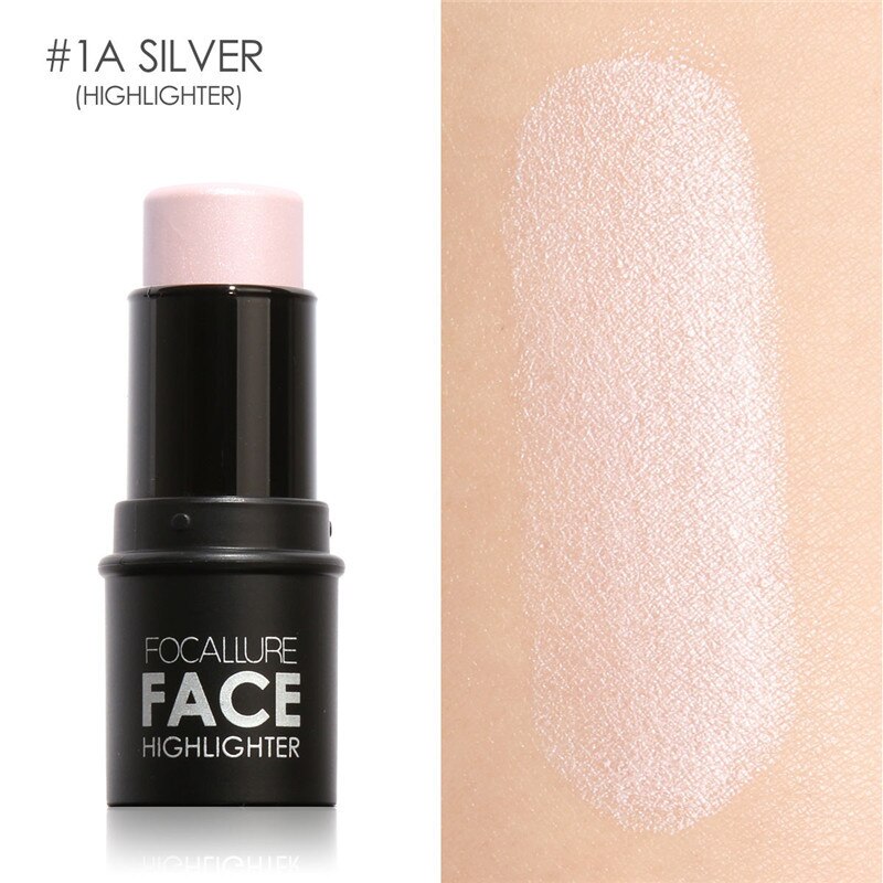Highlighting Powder Creamy Texture Highlighter Makeup Stick All Over Shimmer Bronzer Waterproof Silver Shimmer Light TSLM1