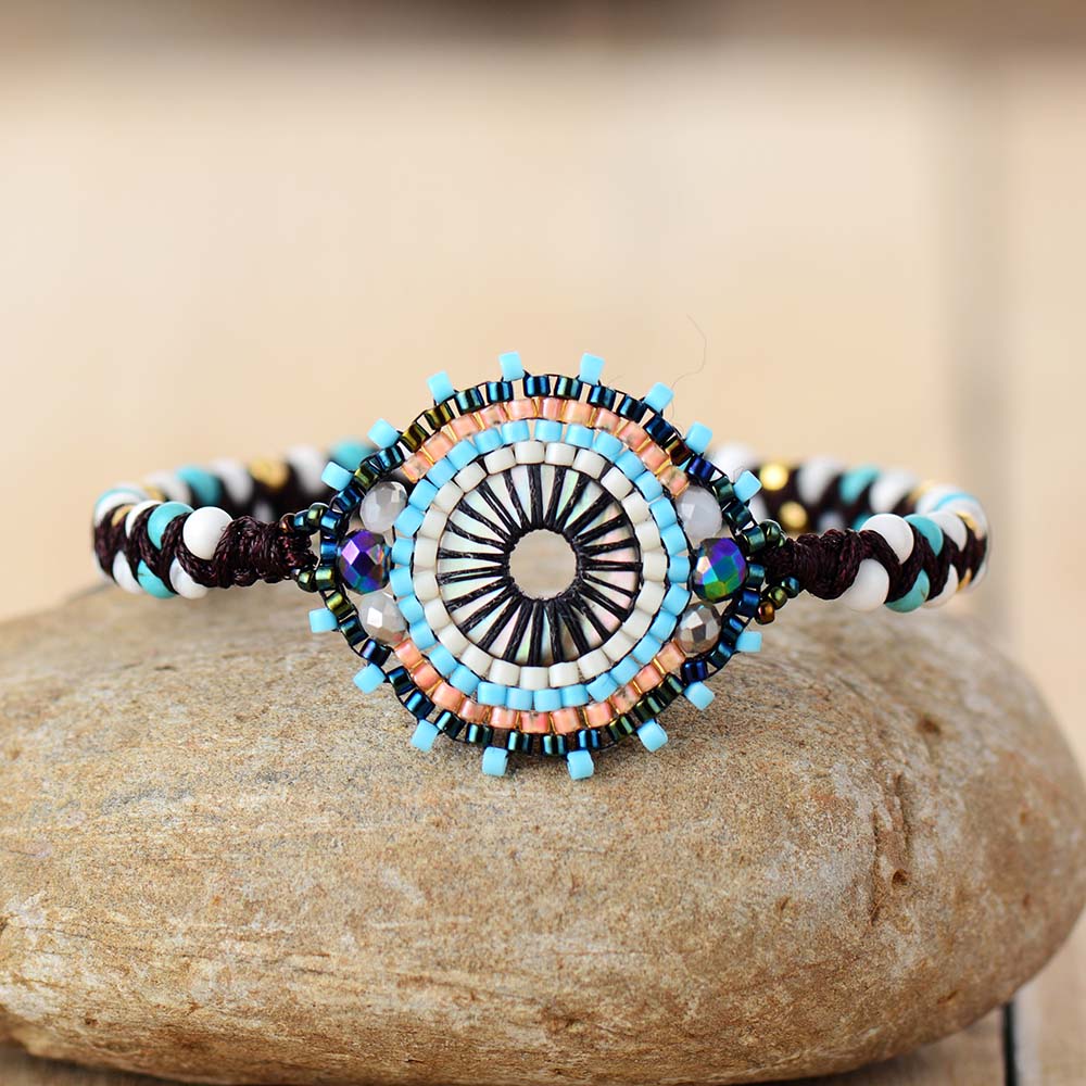 Exquisite Seed Beads Stone Braided Wrap Bracelets Bohemian Woven Beaded Adjustable Bracelet Handmade Jewelry Wholesale