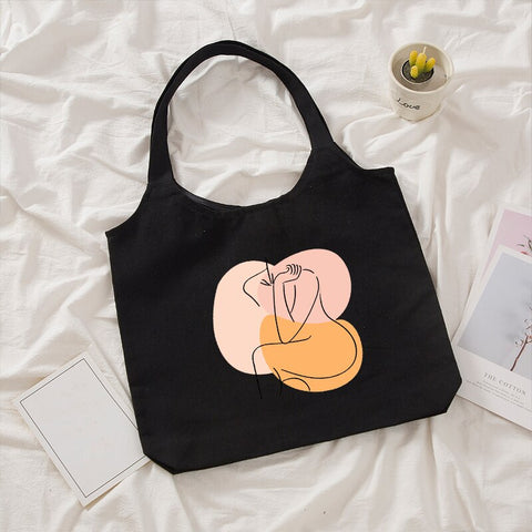Girl Print Canvas Shopping Tote Bag Gift for Ladies Reusable Shopper Bag Women Art Fashion Bags Female Eco Friendly Cloth Bag