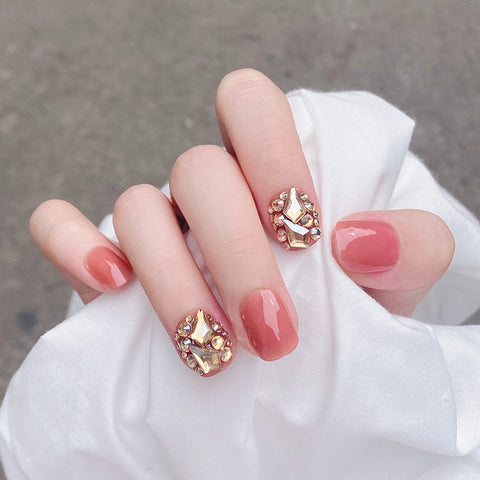 24pcs Gradient False Nails Cute Summer Style Fake Nails  Press On Nails Manicure Decoration Nail With Glue