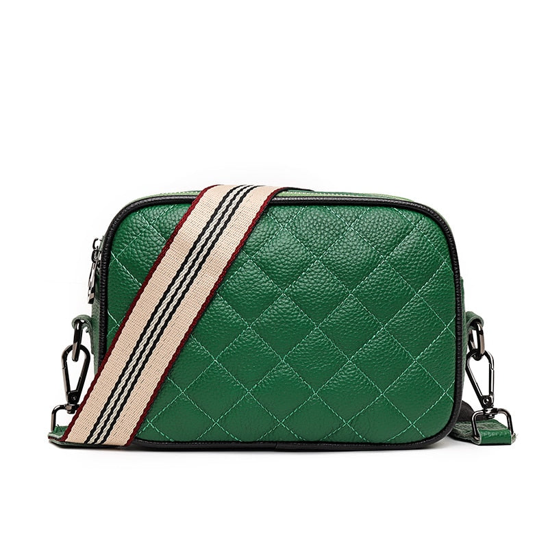Women Luxury Brand Shoulder Bags Woven wide shoulder strap Handbags Fashion Lozenge Genuine Leather Female Messenger Bag Wallet