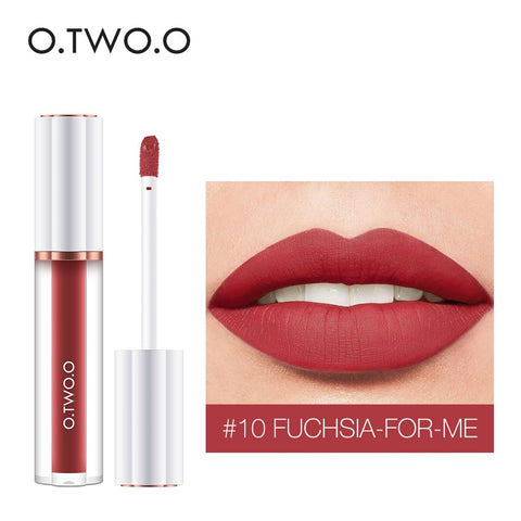 O.TWO.O Matte Liquid Lipstick Cosmetics 12 Colors  Waterproof Nude Tint Lip Gloss Long Lasting Lipgloss Non Sticky Woman Makeup