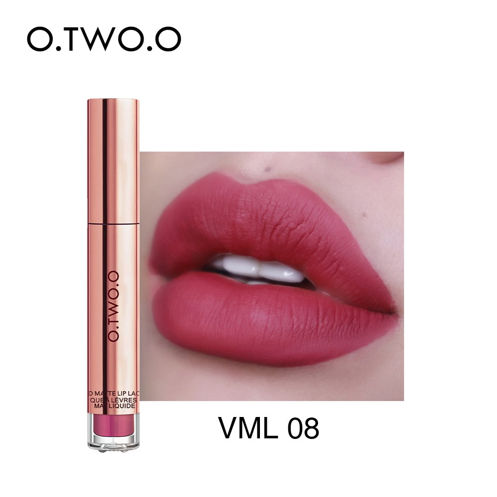 O.TWO.O Liquid Lipstick Matte Lips Makeup Super Waterproof Non Sticky Lip Gloss Dark Brown Lipstick Bulk Woman Birthday Gift