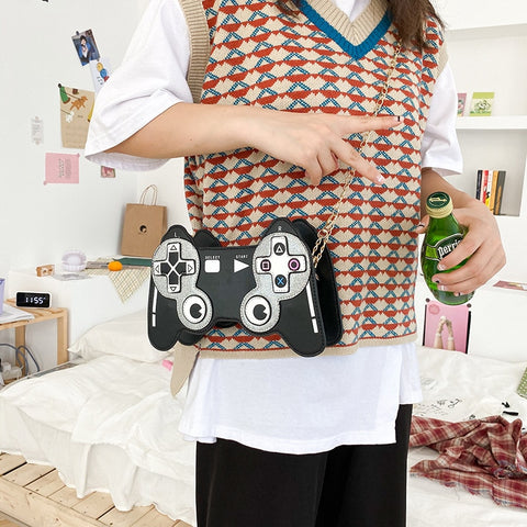 Creative Personality Fun Game Machine Pu Messenger Bag Women Cute Small Chain Shoulder Bag Female Crossbody Bag