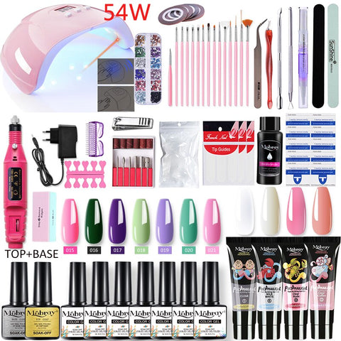 Beyprern 54/36W Lamp Nail Tools Sets For Gel Polish Set For Manicure Nails Art Semi Permanent Gel Varnishes Lacquer Poly Nail UV Gel Kit