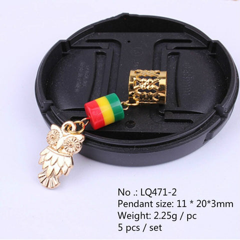 5 Pcs/pack Gold Different 14 Styles Hair Braid Dread Dreadlock Beads Rings Easy To Use Cuffs Braid Rings Hair Jewelry Pendants
