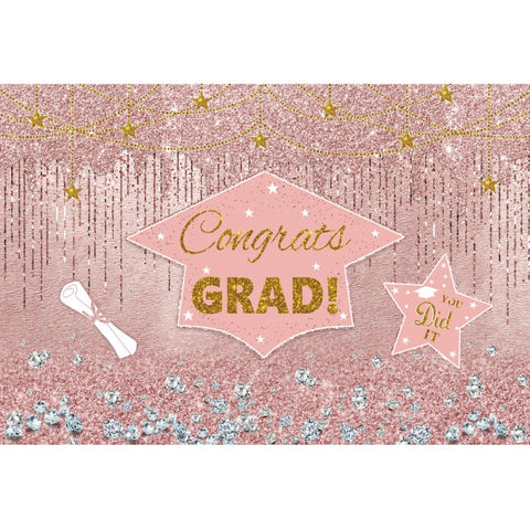 Graduate Grad Glitter Bokeh Spots Photography Backdrop Photocall Bachelor Cap Background Congrats Party Decor Photophone Props