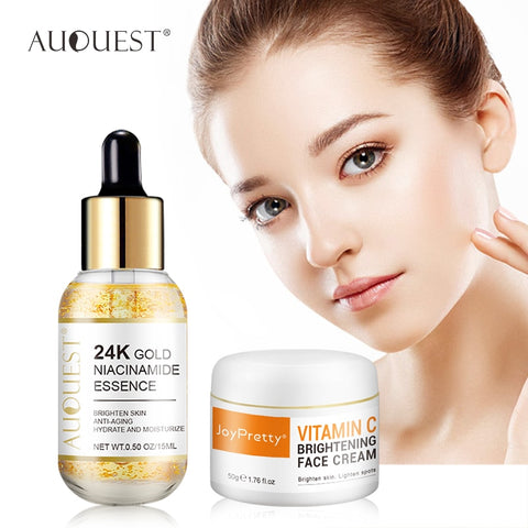 AUQUEST Remove Dark Spots Cream and Face Serum Moisturizing Whitening Anti Aging Skin Care Sets