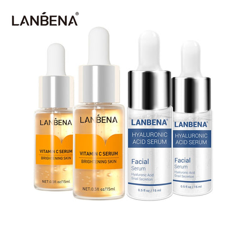 LANBENA Vitamin C Serum+Hyaluronic Acid Serum Anti-Aging Moisturizing Skin Care Firming Treatment Whitening Moisturizing 4PCS