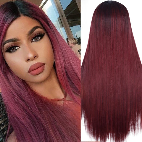 Cyber Monday Big Sales Synthetic Wigs For Women Long Straight Black Wig Natural Middle Part Wig Heat Resistant Fiber Natural Looking Wig