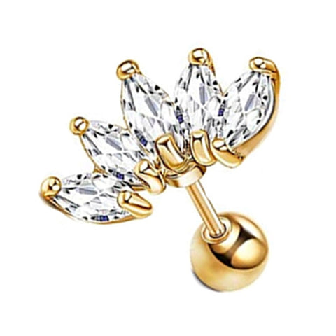 Crystal Flower Tragus Piercing Earring Flat 16G Cross Cartilage Piercing Stud Helix Jewelry Conch Rook Lobe Earring Labret Stud