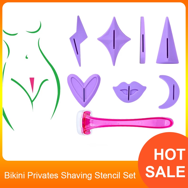 Beyprern Bikini Privates Shaving Stencil Set Female Pubic Hair Trimmer Shaver Sexy Secret Intimate Shaping Tools Intimate Hair Shaving